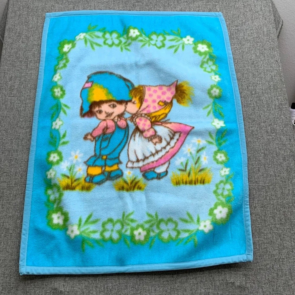 VTG Hanil Korean‎ Baby Blanket Blue Boy Girl Graphic Nim-i-rang 1st Grade Rare